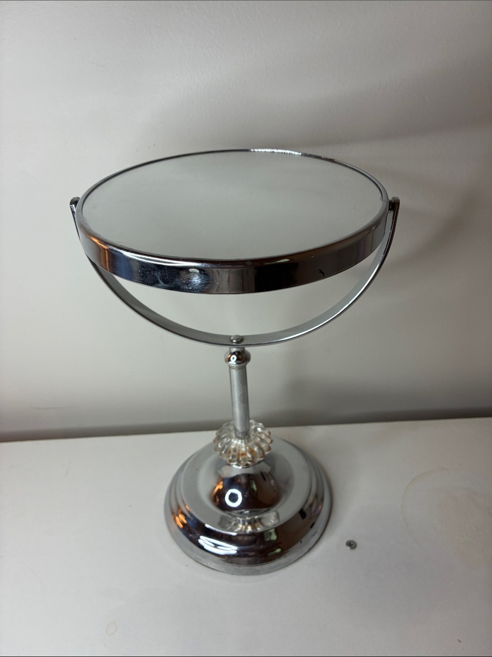 Vintage Style Silver Round Vanity Mirror Chrome Makeup Mirror - Picture 10 of 11